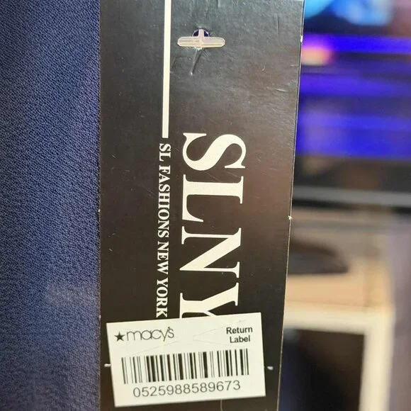 NWT SLNY Fashions Sleeveless Tiered Chiffon Dress, Navy Blue, SIZE 20W - Picture 7 of 10